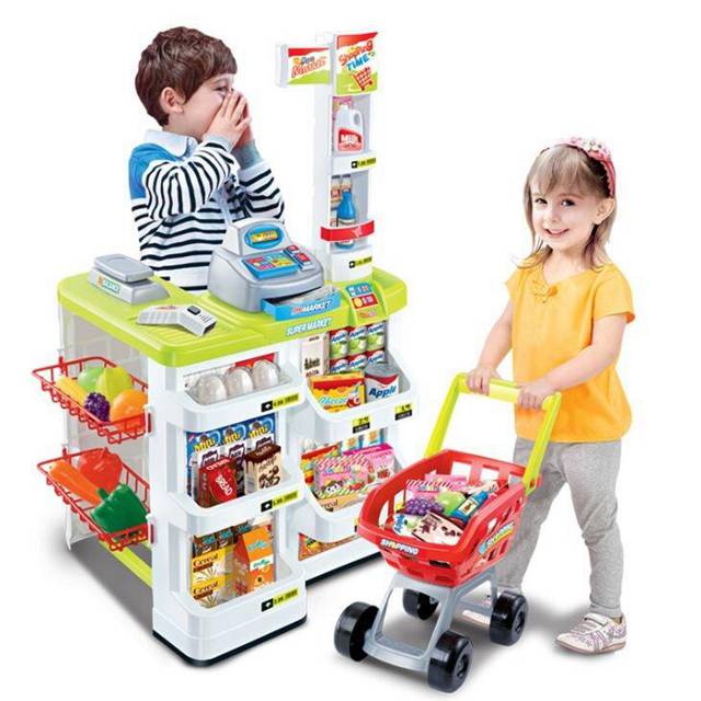 Lcose 兒童豪華仿真超市銷售玩具 家家酒/超市收銀台玩具