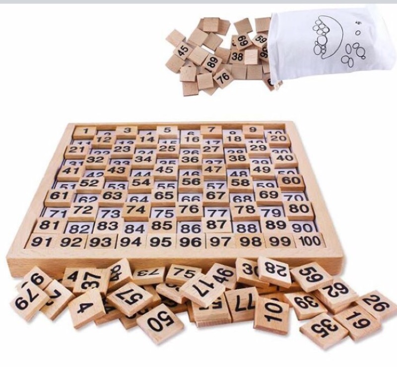 木製蒙特梭利教具1-100數字板 數字練習版 數字練習