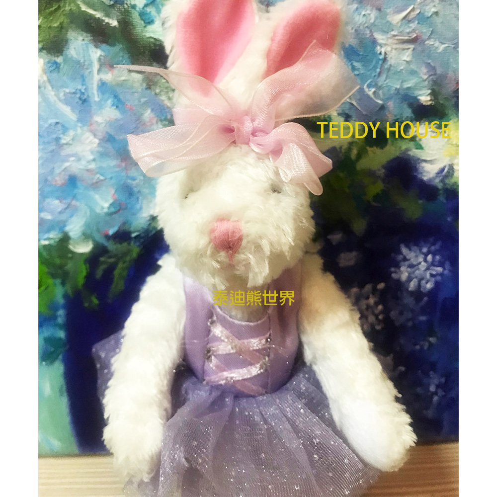 【TEDDY HOUSE泰迪熊】泰迪熊玩偶公仔絨毛娃娃快樂芭蕾舞小白兔紫衣小白兔手腳可動精緻芭蕾舞白兔