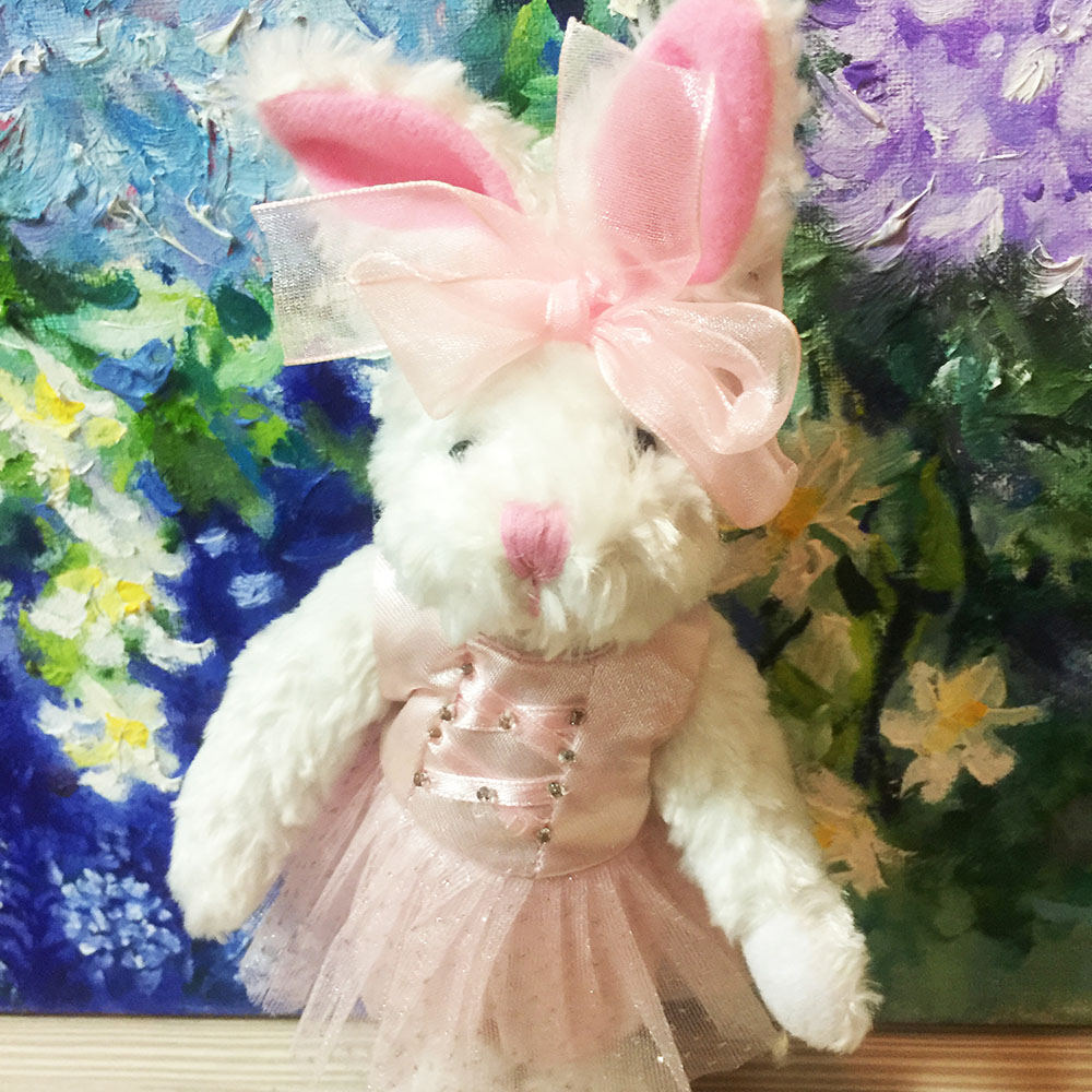 【TEDDY HOUSE泰迪熊】泰迪熊玩偶公仔絨毛娃娃快樂芭蕾舞小白兔粉衣手腳可動精緻芭蕾舞白兔