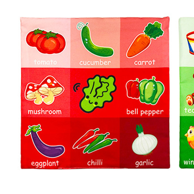 Stylelife嬰兒啟蒙教育九宮格布⭐蔬果+玩具(彩色)