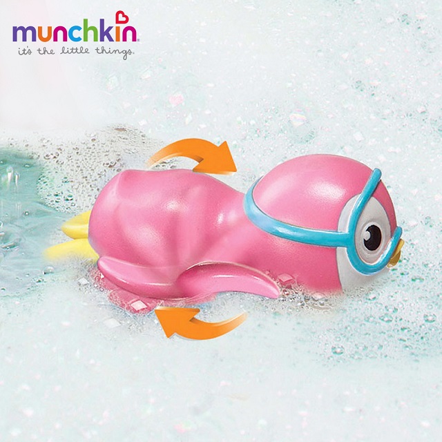 munchkin滿趣健-游泳企鵝洗澡玩具-粉