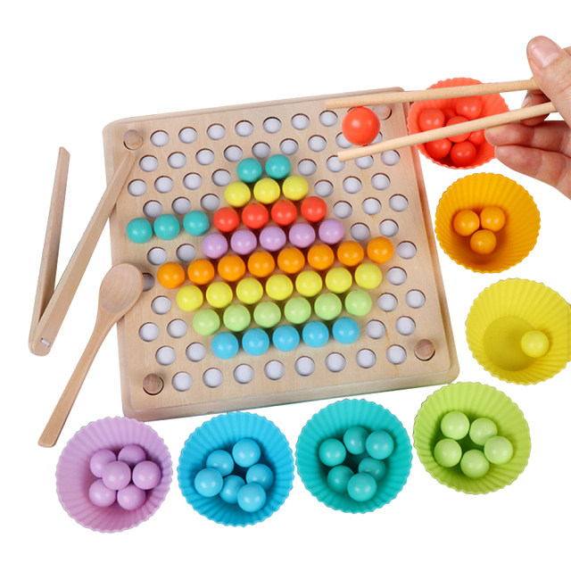 學習筷子湯匙啟蒙玩具 夾珠子拼圖親子互動玩具組