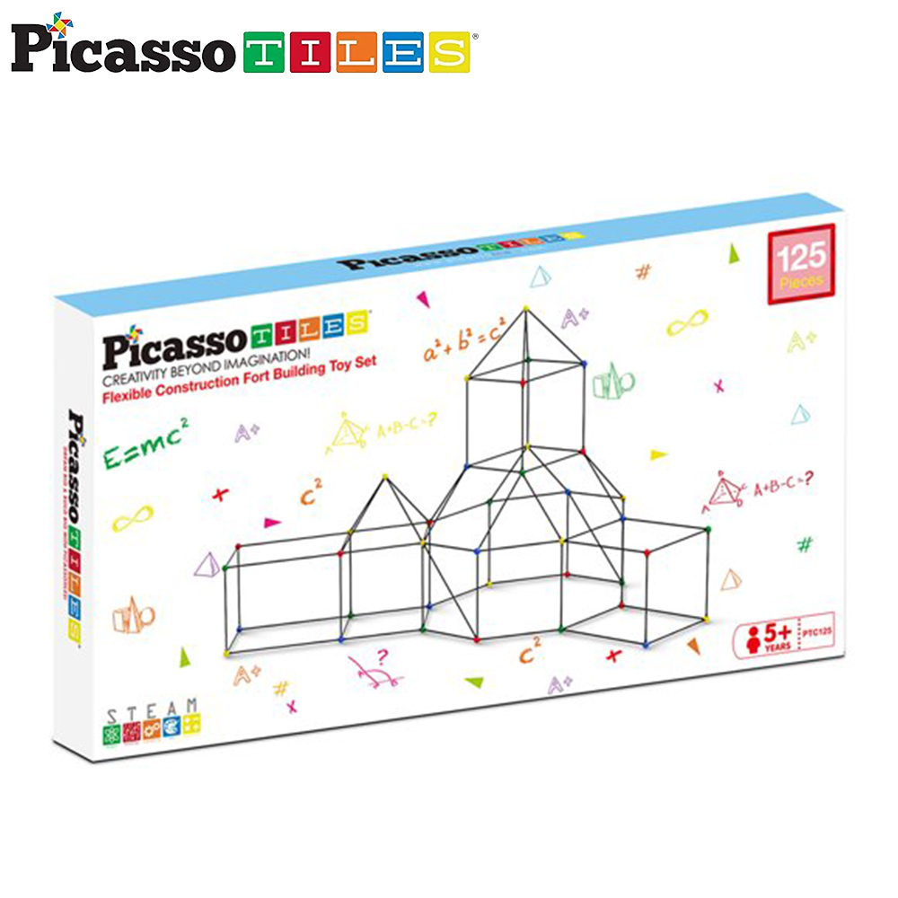 PicassoTiles磁力積木-兒童城堡建築套件125pcs(PTC125）