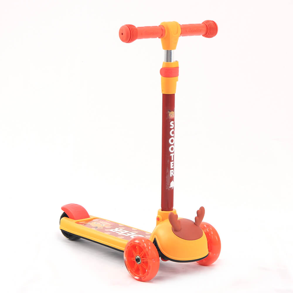 卡哇伊動物造型炫光滑板車-馴鹿橘