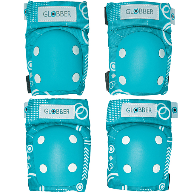 GLOBBER EVO 兒童護 具組(護 肘+護 膝)-幾何藍綠