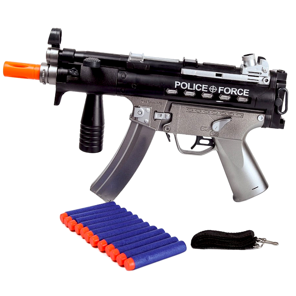 【Police Force】聲光音效電動軟式子彈玩具槍 附專用軟彈