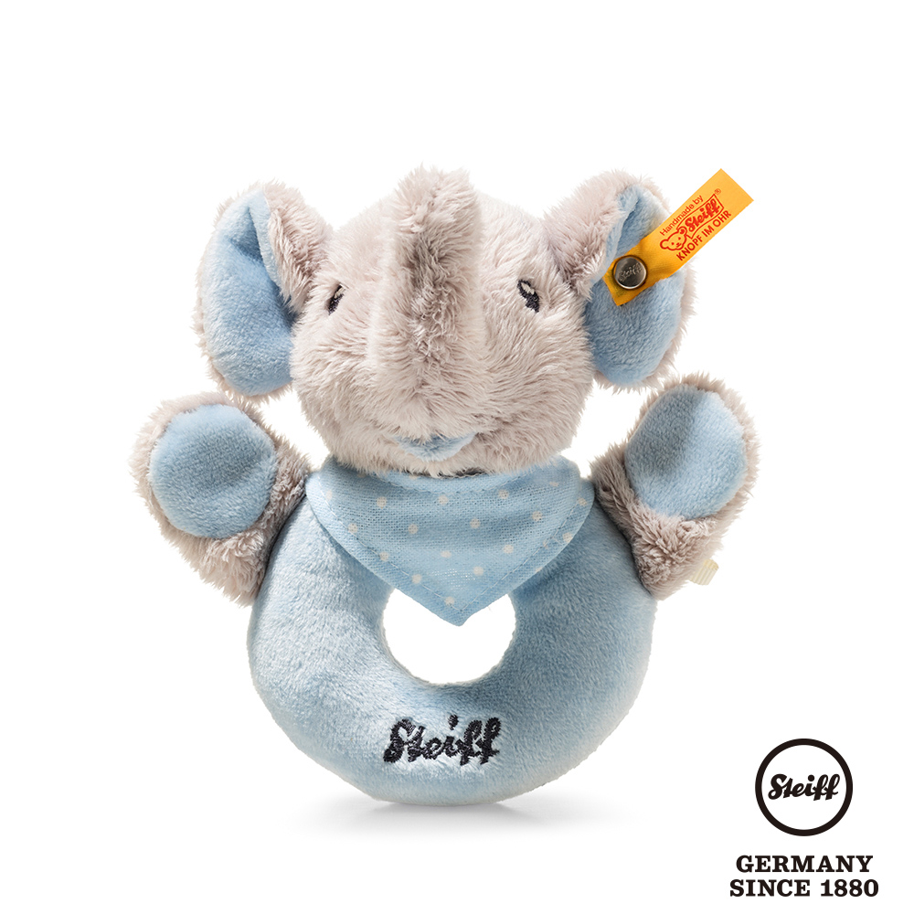 STEIFF德國金耳釦泰迪熊-Trampili Elephant Grip Toy with rattle 大象 (嬰幼兒安撫玩偶)