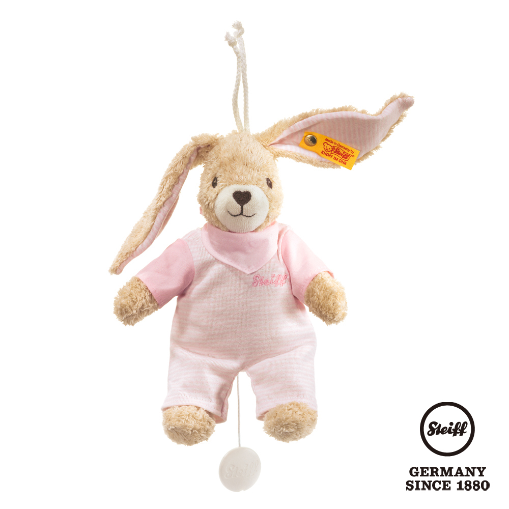 STEIFF德國金耳釦泰迪熊 - Hoppel Rabbit 有機棉兔 (嬰幼兒音樂鈴)