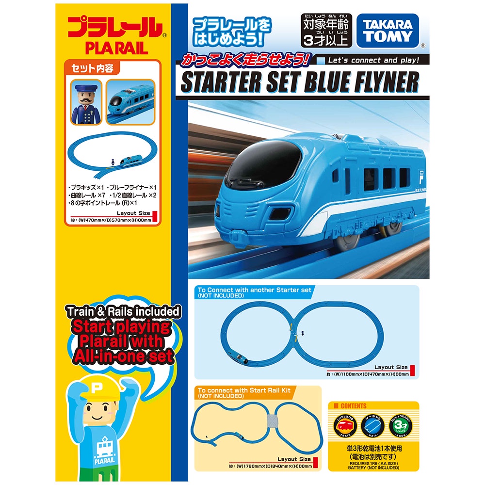 日本PLARAIL鐵道王國 Blue Flyner火車入門組 TP90140 公司貨
