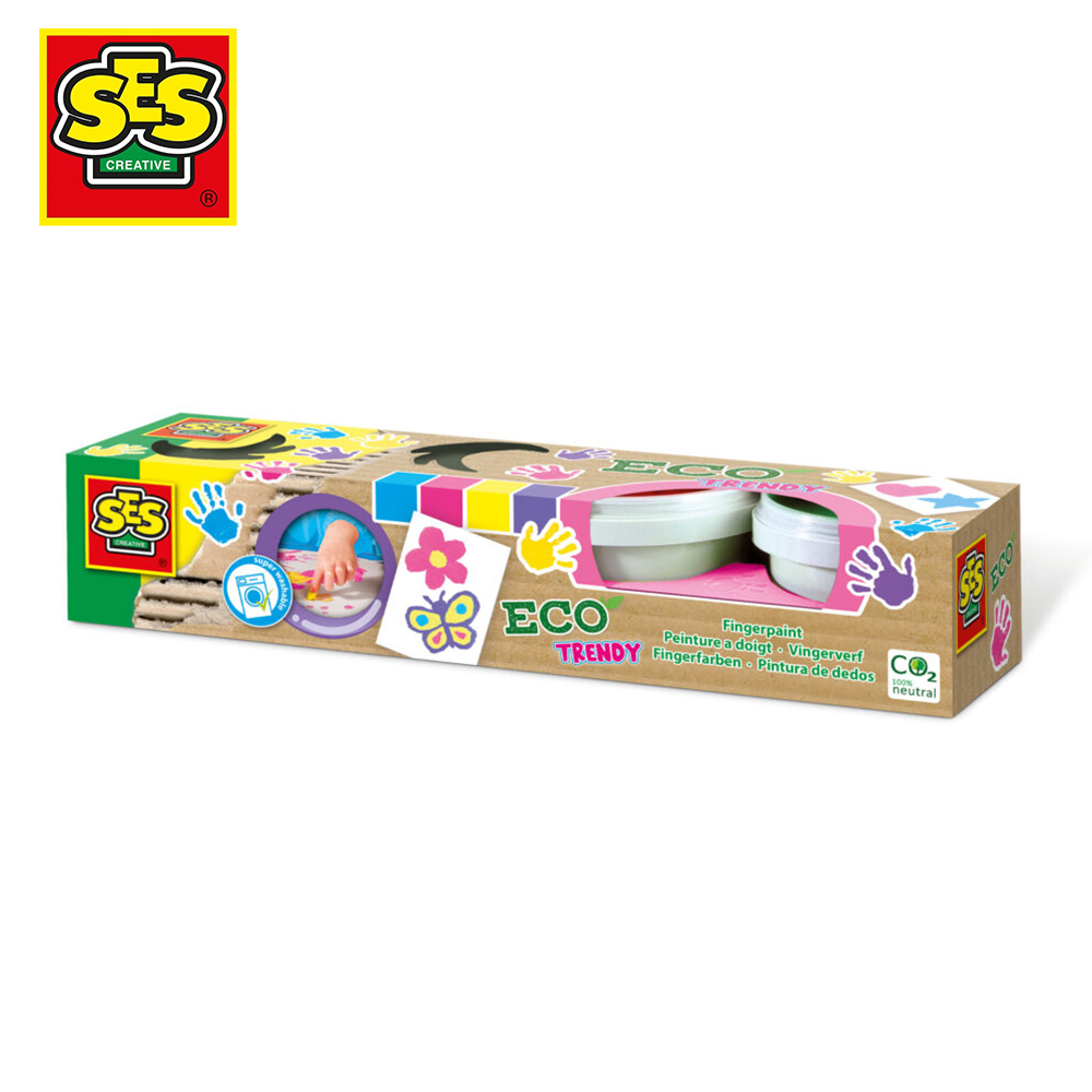 荷蘭SES 幼兒手指畫彩繪顏料組-ECO時髦顏料組4色x110ml-24927