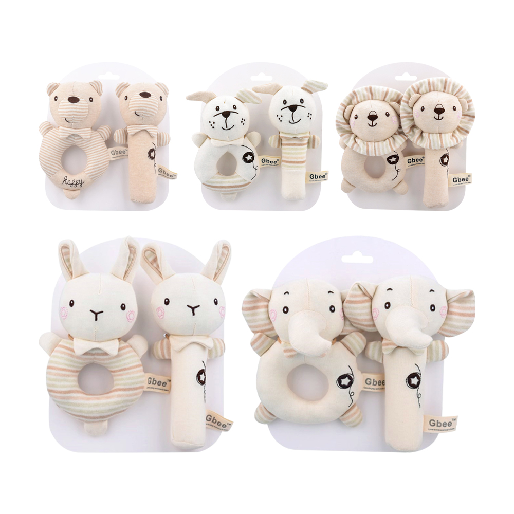 【Mesenfants】(2入組)Gbee 有機棉寶寶手搖鈴安撫玩具