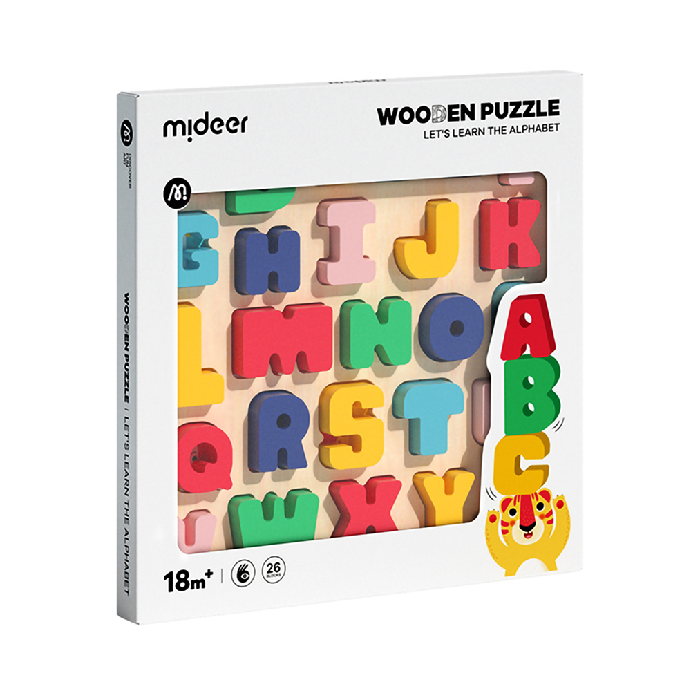 《 MiDeer 》木質積木拼圖-字母