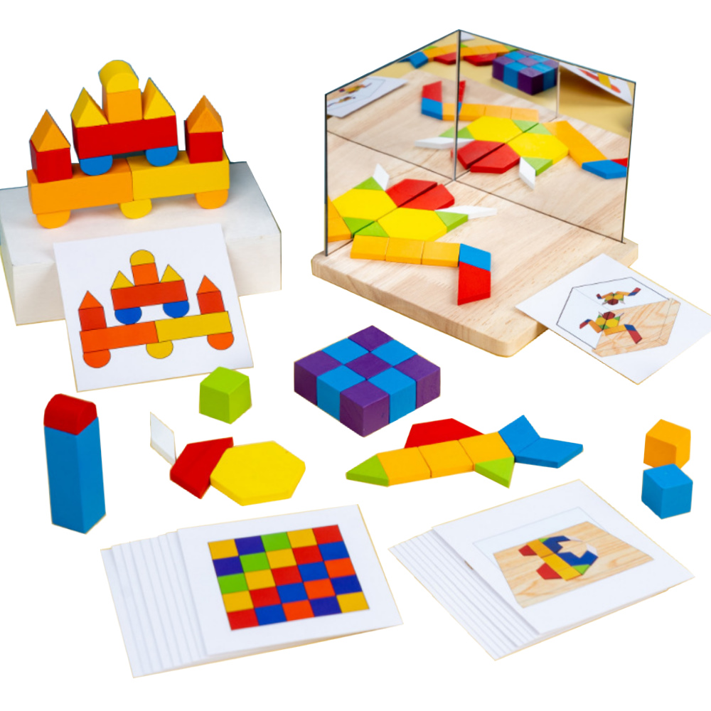Jigasw 兒童數理幾何構建積木影像邏輯思維訓練玩具