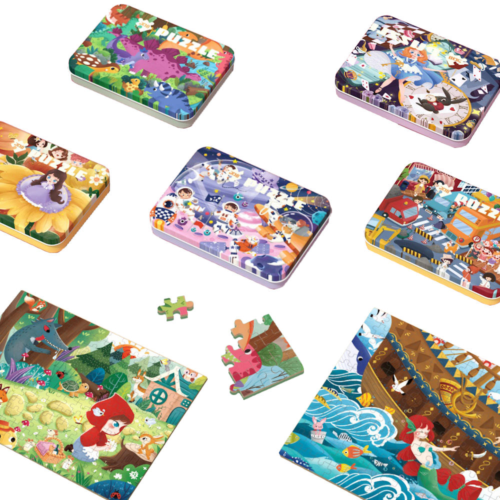 Jigsaw 兒童208片多款經典童話故事益智木製拼圖玩具