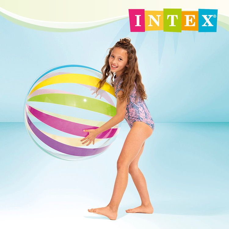 INTEX 七彩特大充氣遊戲球-直徑107cm(59065)