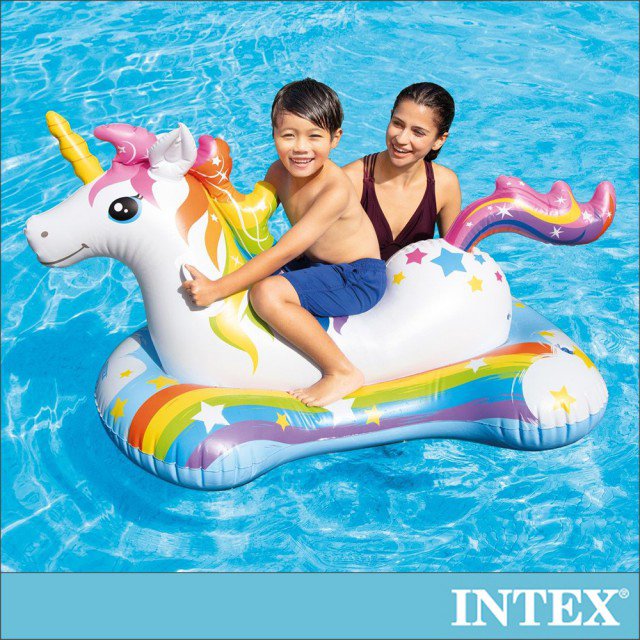 INTEX 獨角獸造型充氣戲水玩具163x86cm(57552)