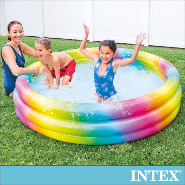 【INTEX】漸層彩虹圓形充氣泳池(58449)