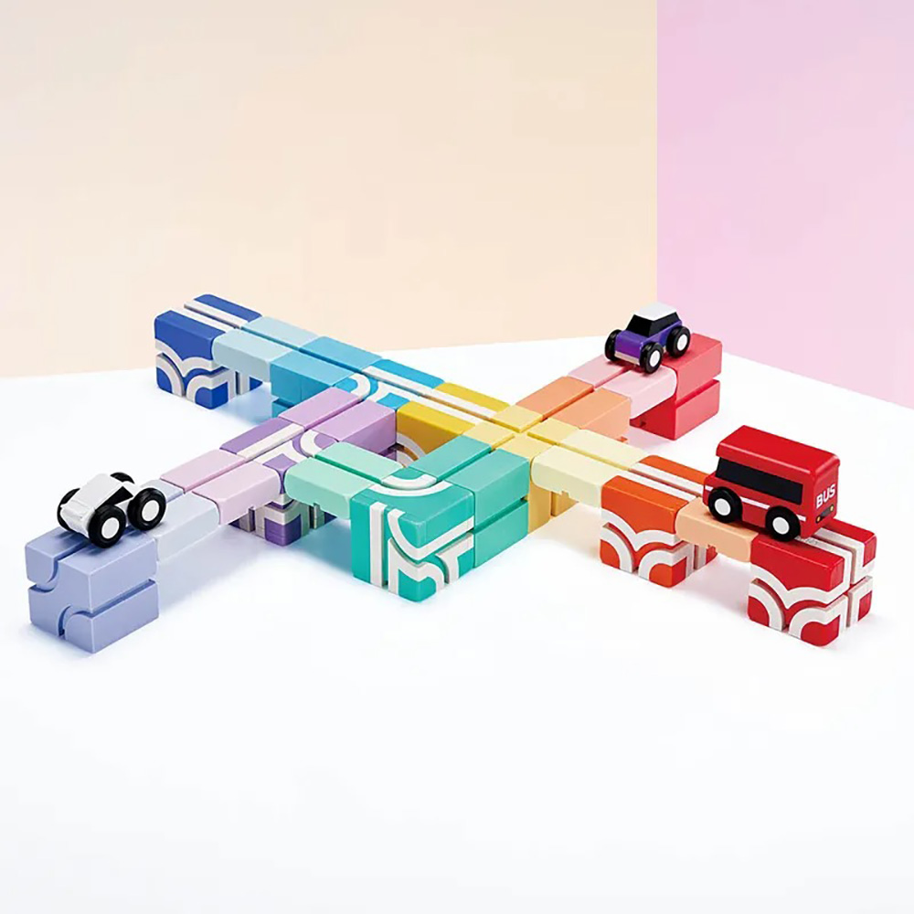 Qbi益智磁吸軌道玩具-彩虹樂園系列-創意無限軌道組