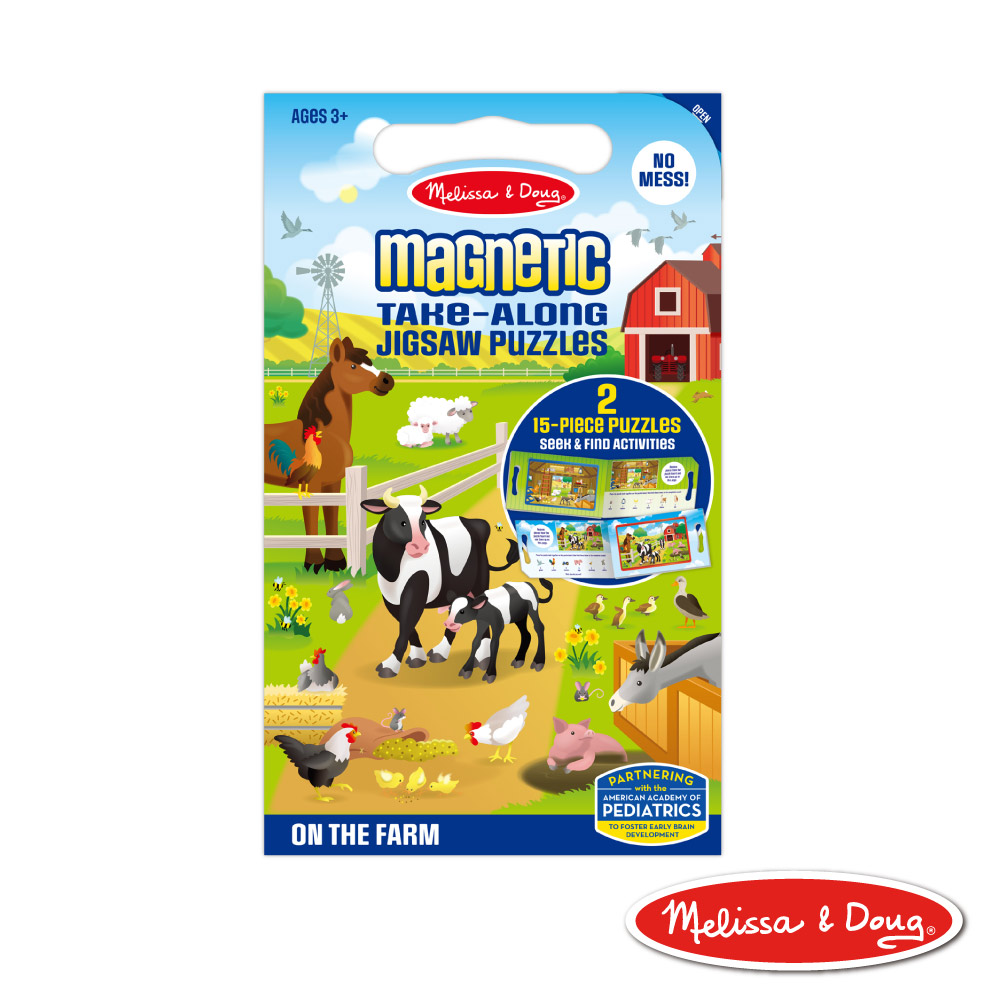 美國瑪莉莎 Melissa & Doug 磁力隨身拼圖遊戲書, 農場動物 | 任意吸附好收納、提把設計好攜帶