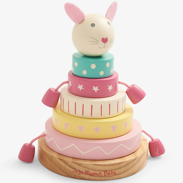 英國 JoJo Maman BeBe 優質玩具/益智/積木/五感玩具 實木系列 小白兔疊疊樂 JJE7647