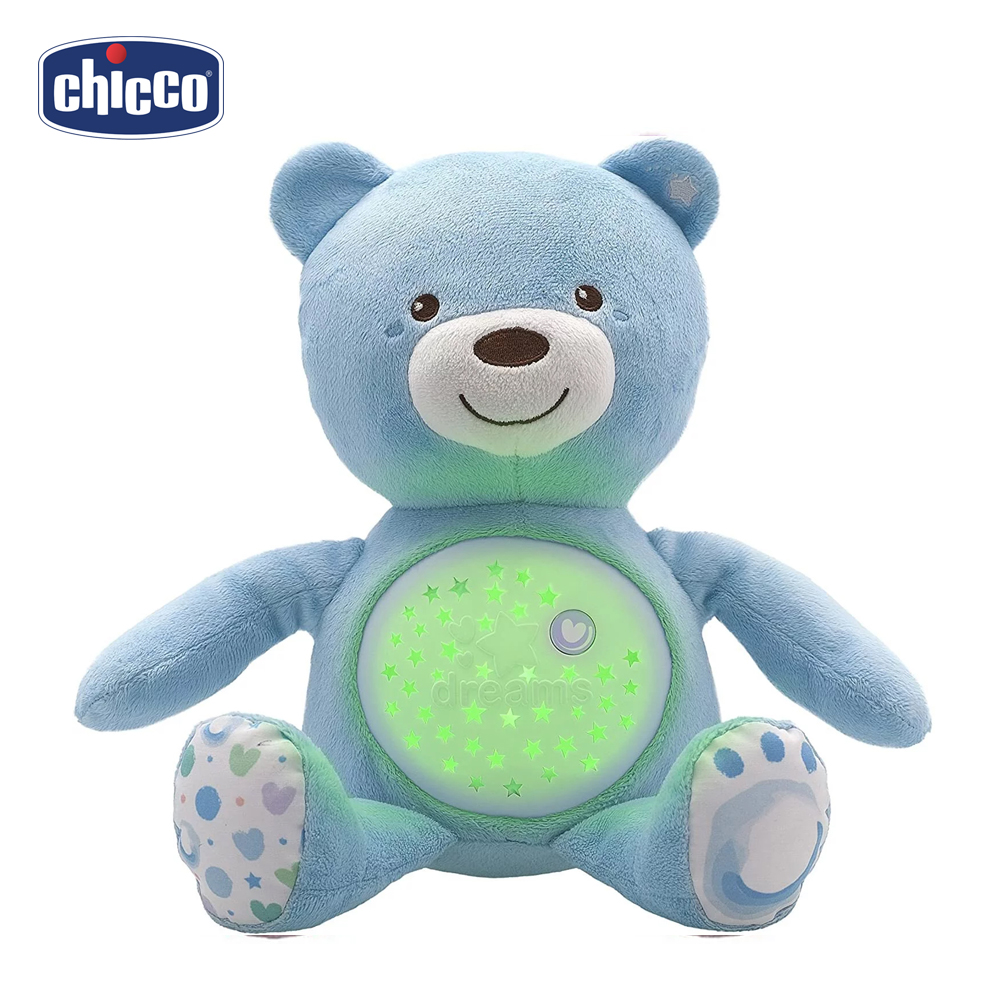 【Chicco】彩虹投射甜蜜晚安熊-粉藍