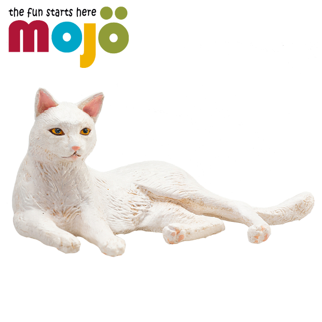 Mojo Fun動物模型-白貓(躺姿)