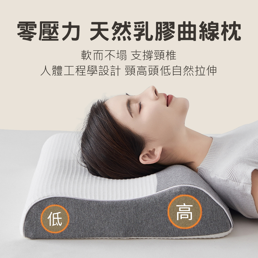 【舒福家居】零壓力天然乳膠曲線枕 波型枕 頭部支撐-人體工學乳膠枕-1入