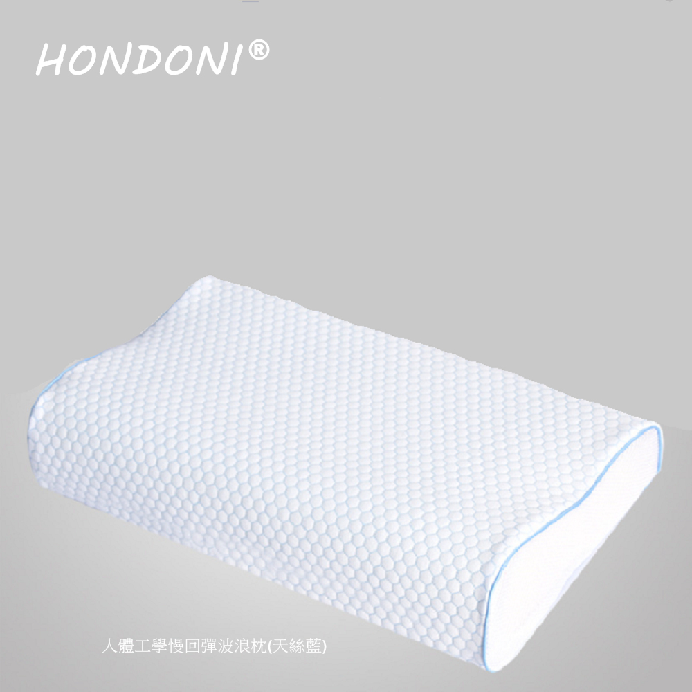 HONDONI 人體工學5D波浪枕 記憶枕頭 護頸枕 紓壓枕 側睡枕 午睡枕 透氣舒適(天絲藍)