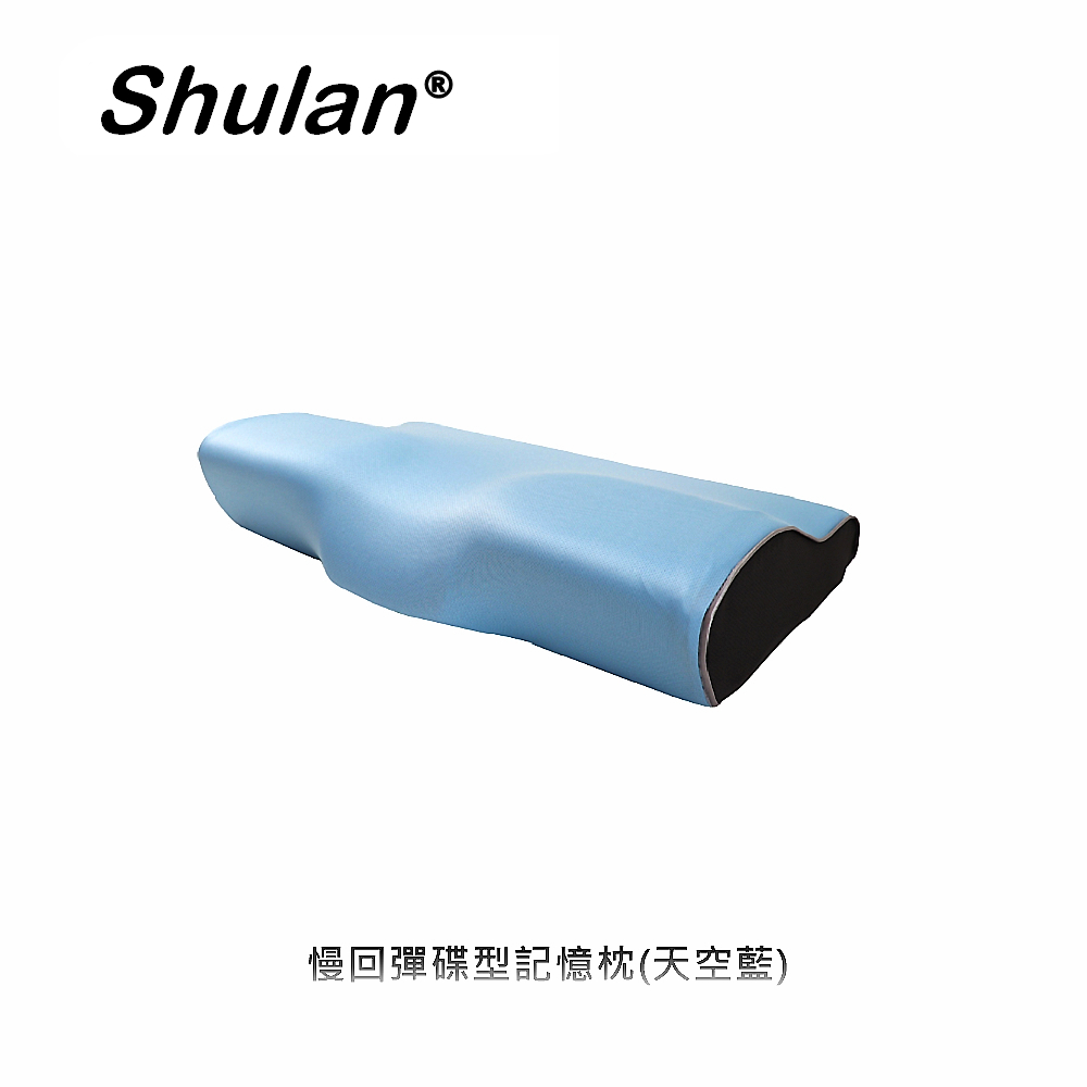 Shulan人體工學4D蝶型止鼾枕 記憶枕頭 紓壓枕 側睡枕 午睡枕 透氣舒適(天空藍)