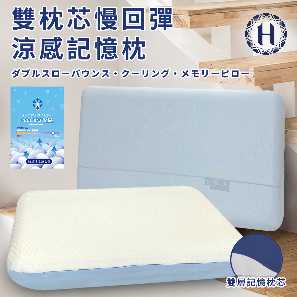 【Hilton 希爾頓】舒眠雙枕芯慢回彈涼感記憶枕(枕頭/涼感枕/護頸枕/記憶枕)(B0157)