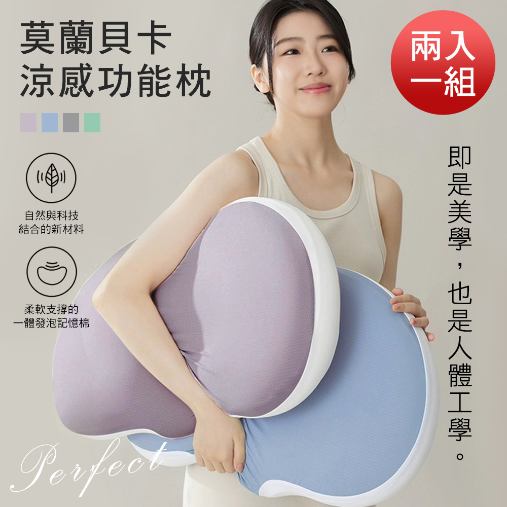 BELLE VIE 2入組 莫蘭貝卡美顏分割槽記憶枕 午睡枕 腰枕【多色任選】高回彈護頸記憶枕 護頸減壓