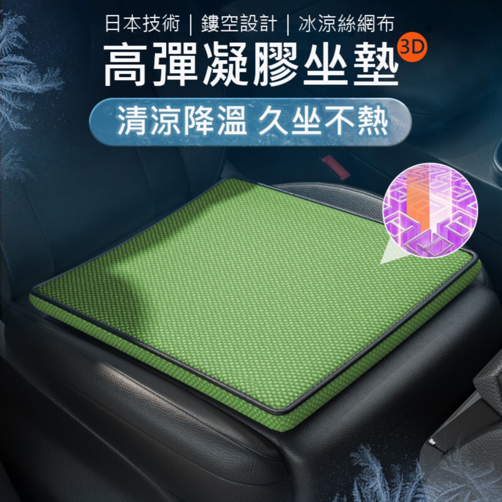 日本技術 3D立體凝膠坐墊+冰涼絲網布套