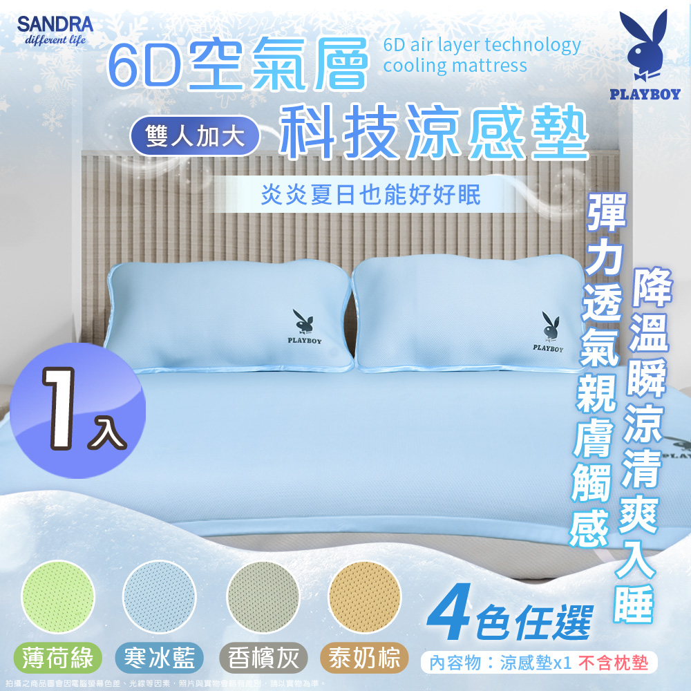 【Sandra仙朵拉】PLAYBOY 6D空氣層科技涼感墊-雙人加大x1入 (182x188cm/床墊/冰涼墊/降溫/夏日必備)