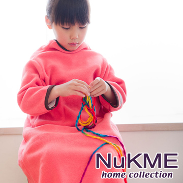 棉花田【NuKME】兒童時尚多功能創意袖毯-珊瑚粉