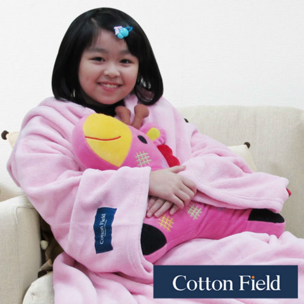 棉花田【樂邁】超細纖維兒童創意袖毯-粉紅色(120x140cm)