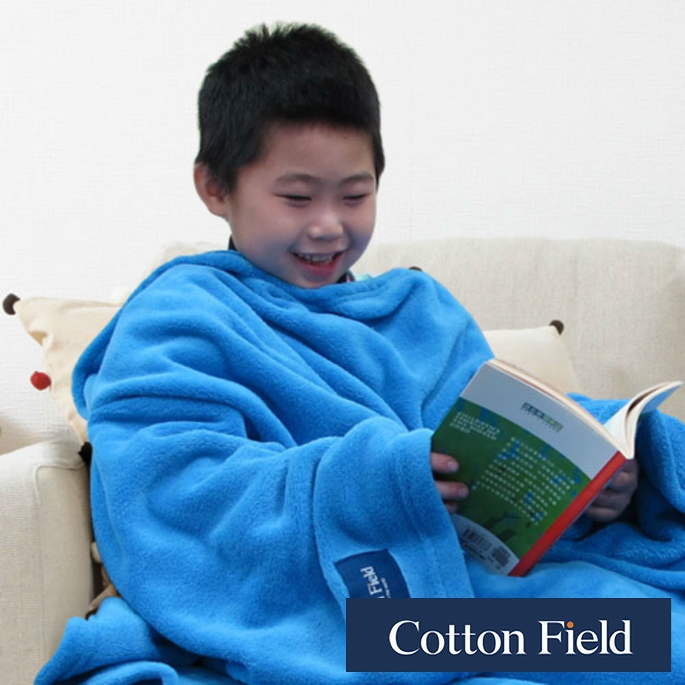 棉花田【樂邁】超細纖維兒童創意袖毯-淡藍色(120x140cm)
