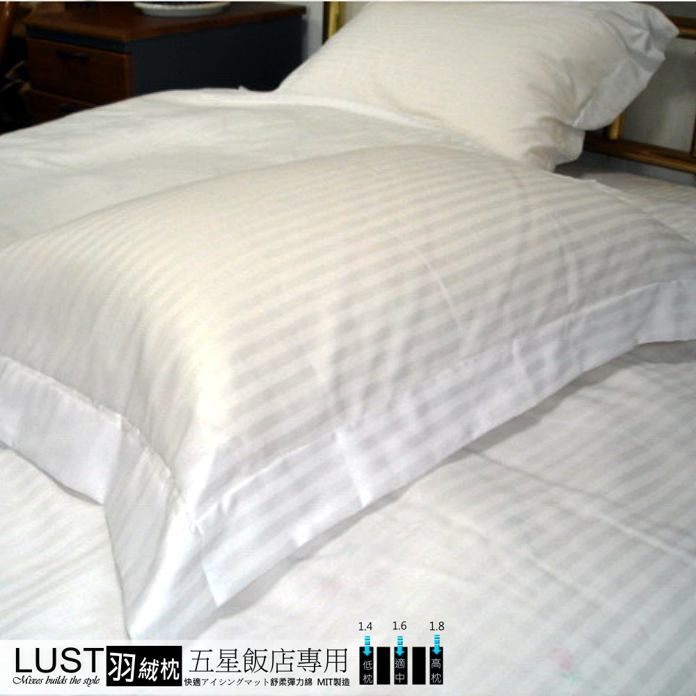【LUST】五星級飯店專用/羽絨枕/ 送枕套1.6kg