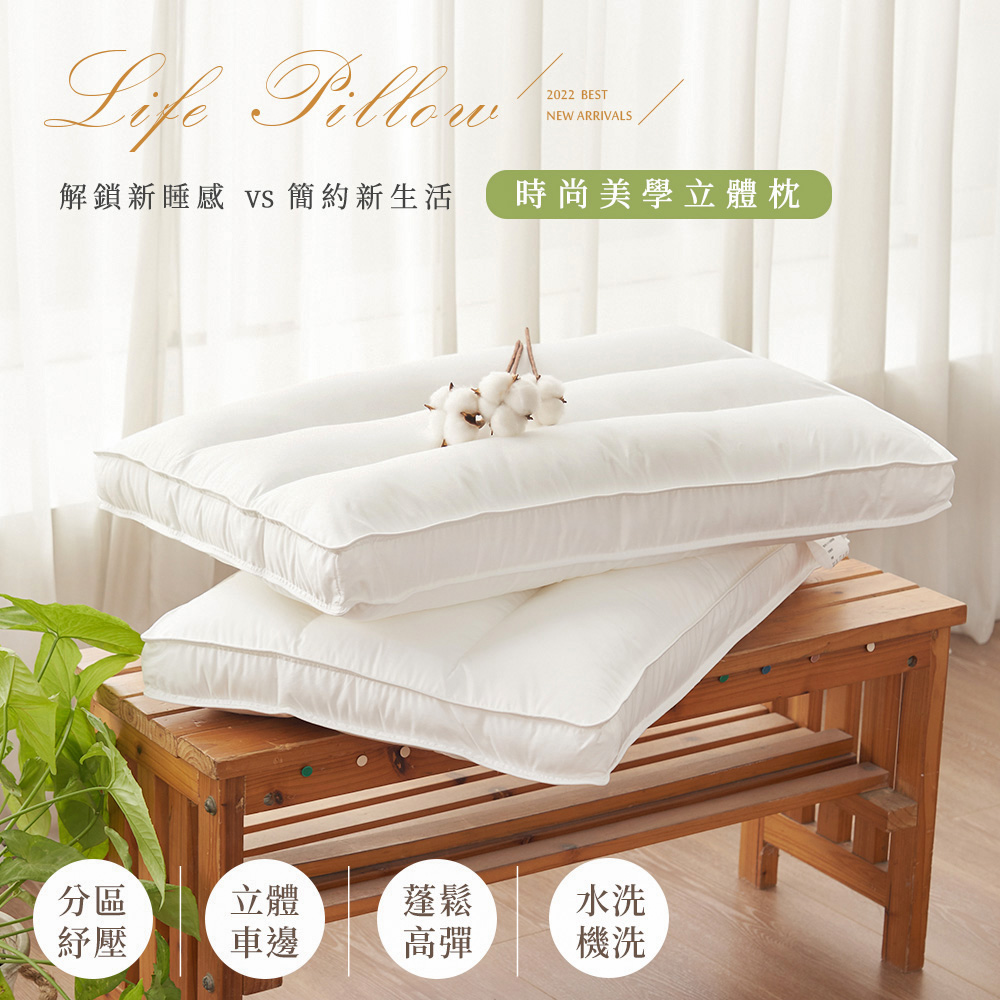 BELLE VIE 時尚美學 可水洗 3D立體羽絲絨枕 休閒枕 (72x45cm)