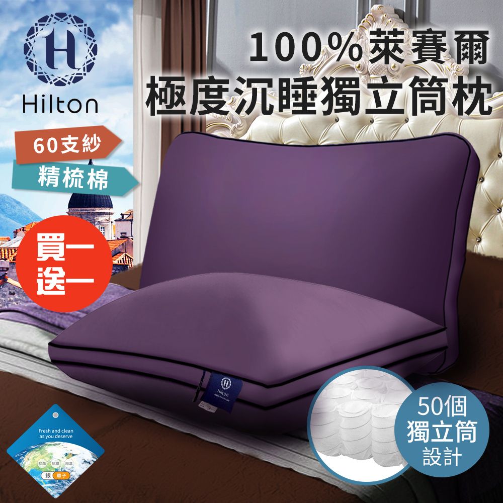 【Hilton希爾頓】國際精品面料100%天絲60支紗極度沉睡枕 兩入組 (B0117-L)