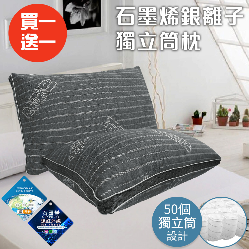 【CERES 席瑞絲】石墨烯黑科技銀離子獨立筒枕/枕頭 兩入組 (B0156)