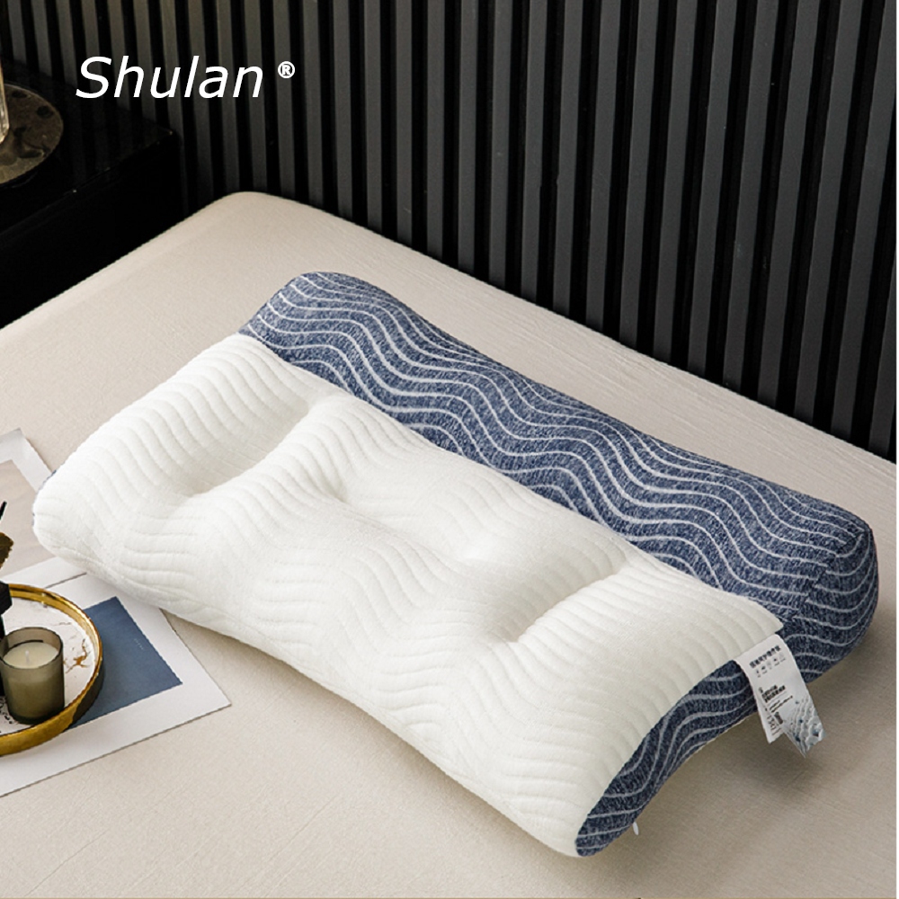 【Shulan 日式反牽引護頸枕】記憶枕頭 護頸枕 紓壓枕 側睡枕 止鼾枕 經典藍調款