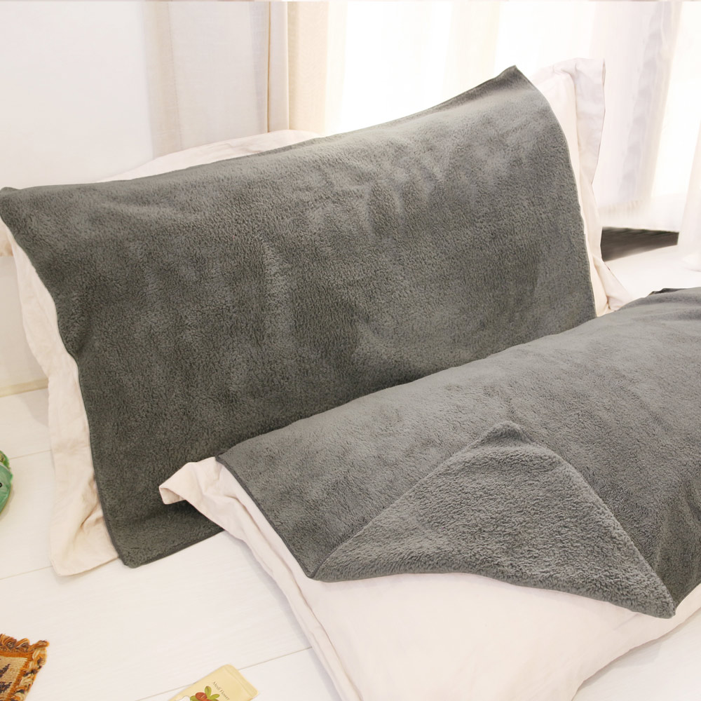 Yenzch 珊瑚絨枕頭巾(2入) 70*50cm 知性灰 RM-90007-6 臺灣製