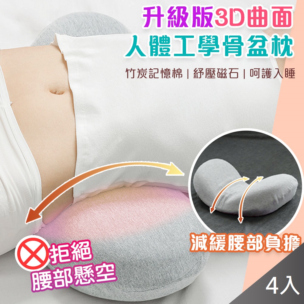 【藻土屋】3D曲面人體工學骨盆按摩支撐枕X4