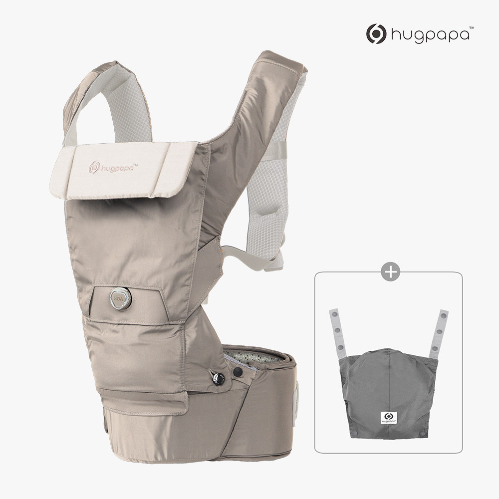 【hugpapa】DIAL-FIT PRO 3合1 韓國嬰兒透氣減壓背帶 新生兒腰凳背巾/揹巾-太妃糖