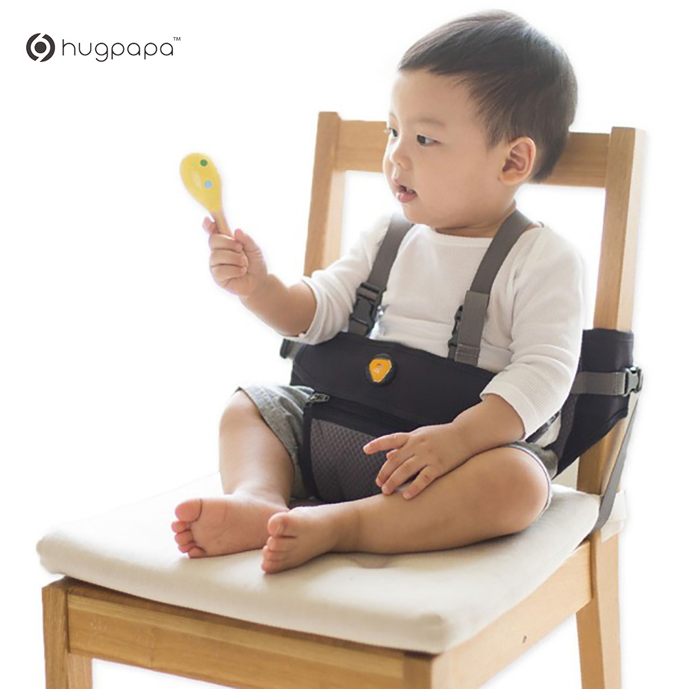 【hugpapa】DIAL-FIT 韓國兒童兩用可調式安全帶 攜帶式餐椅固定帶-黑曜