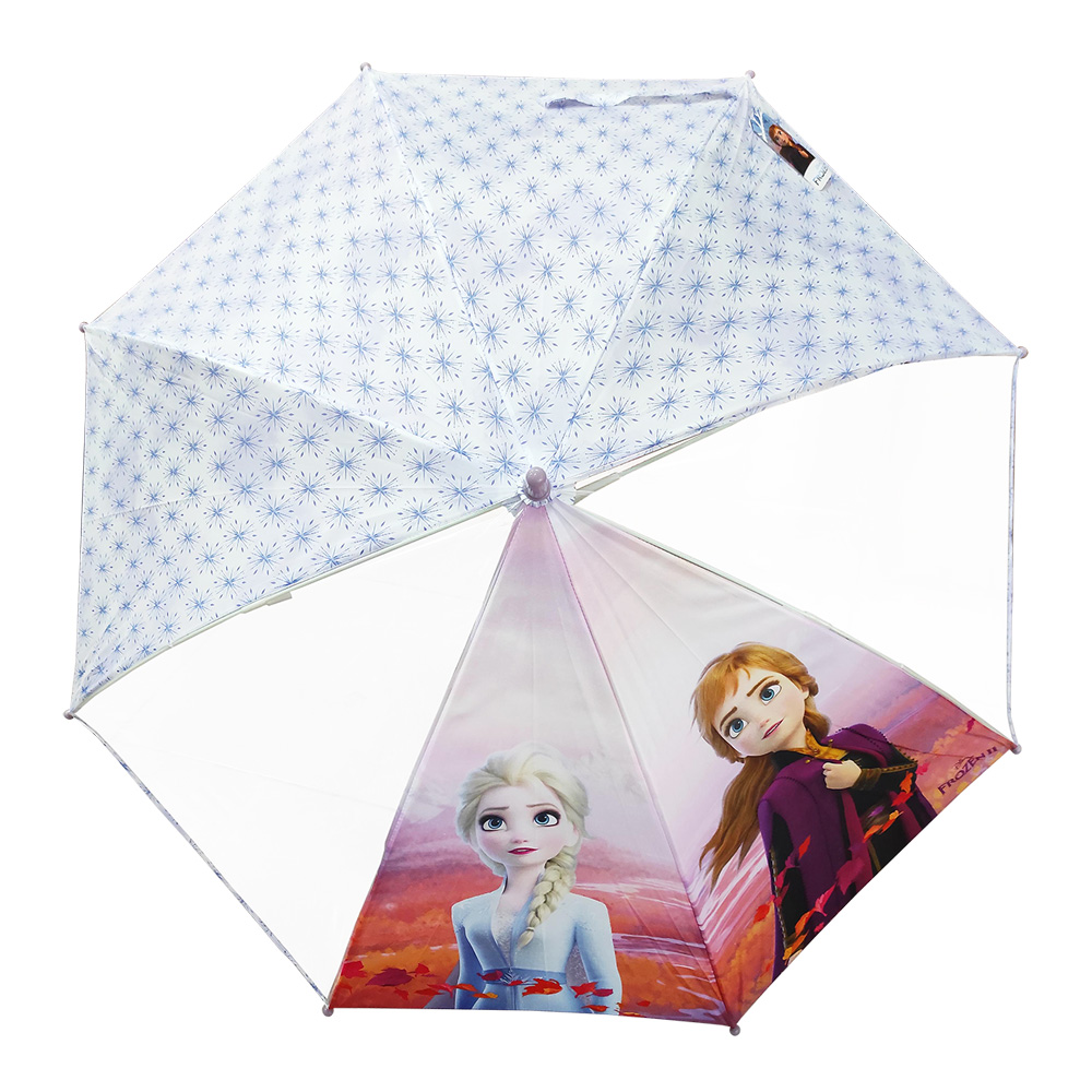 韓國Pickin 冰雪奇緣53公分兒童透視安全雨傘-紫色 兒童雨傘 自動傘