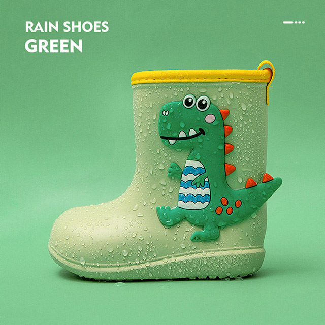 Cheerful Mario 兒童雨鞋-綠色恐龍