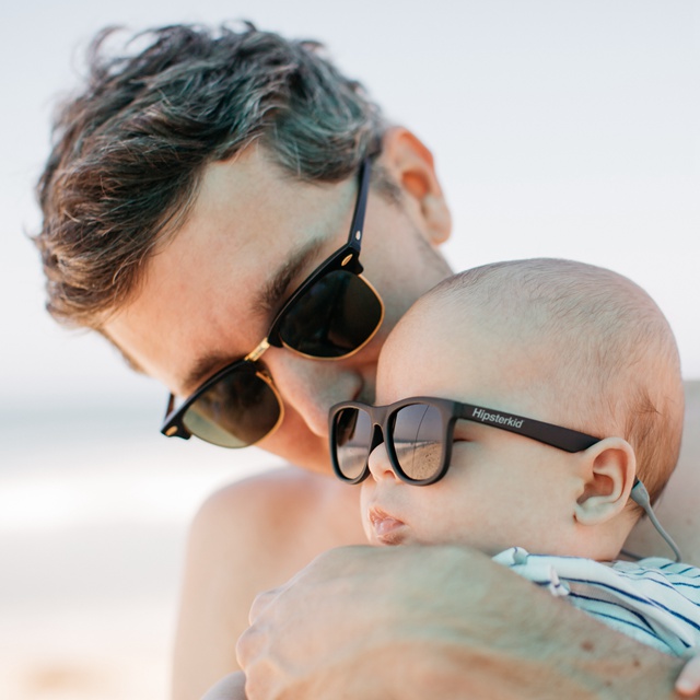 美國 Hipsterkid 抗UV時尚嬰兒童偏光太陽眼鏡(附固定繩) - 黑