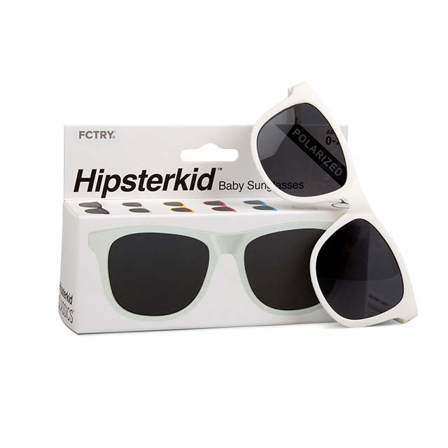 美國 Hipsterkid 抗UV時尚嬰兒童偏光太陽眼鏡(附固定繩) - 白